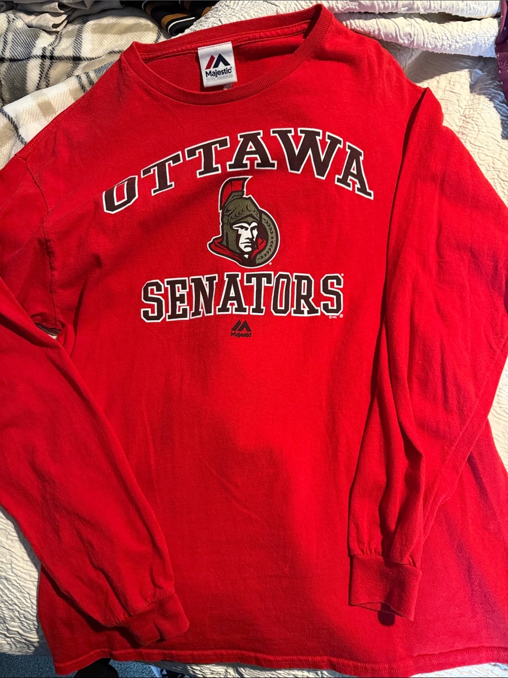 Majestic Ottawa Senators Red Long Sleeve Shirt with Team Logo